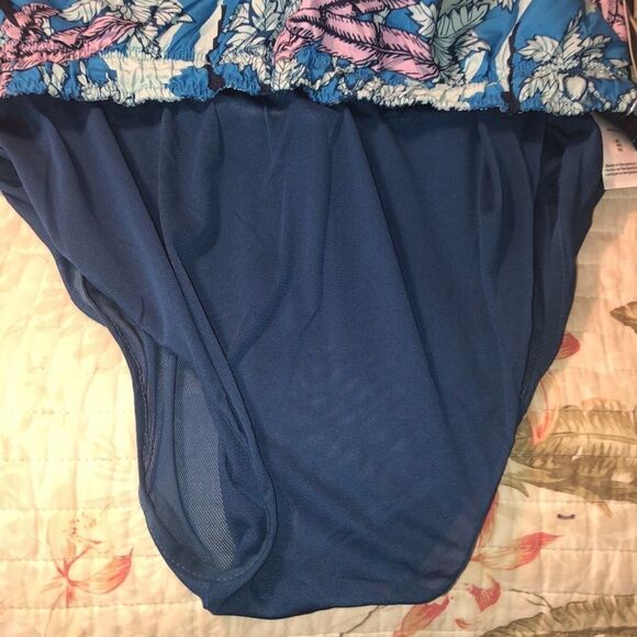 Ike Behar XL Navy Light Blue Pink Tidal Palm Tropical Swim Board Shorts - Picture 12 of 12